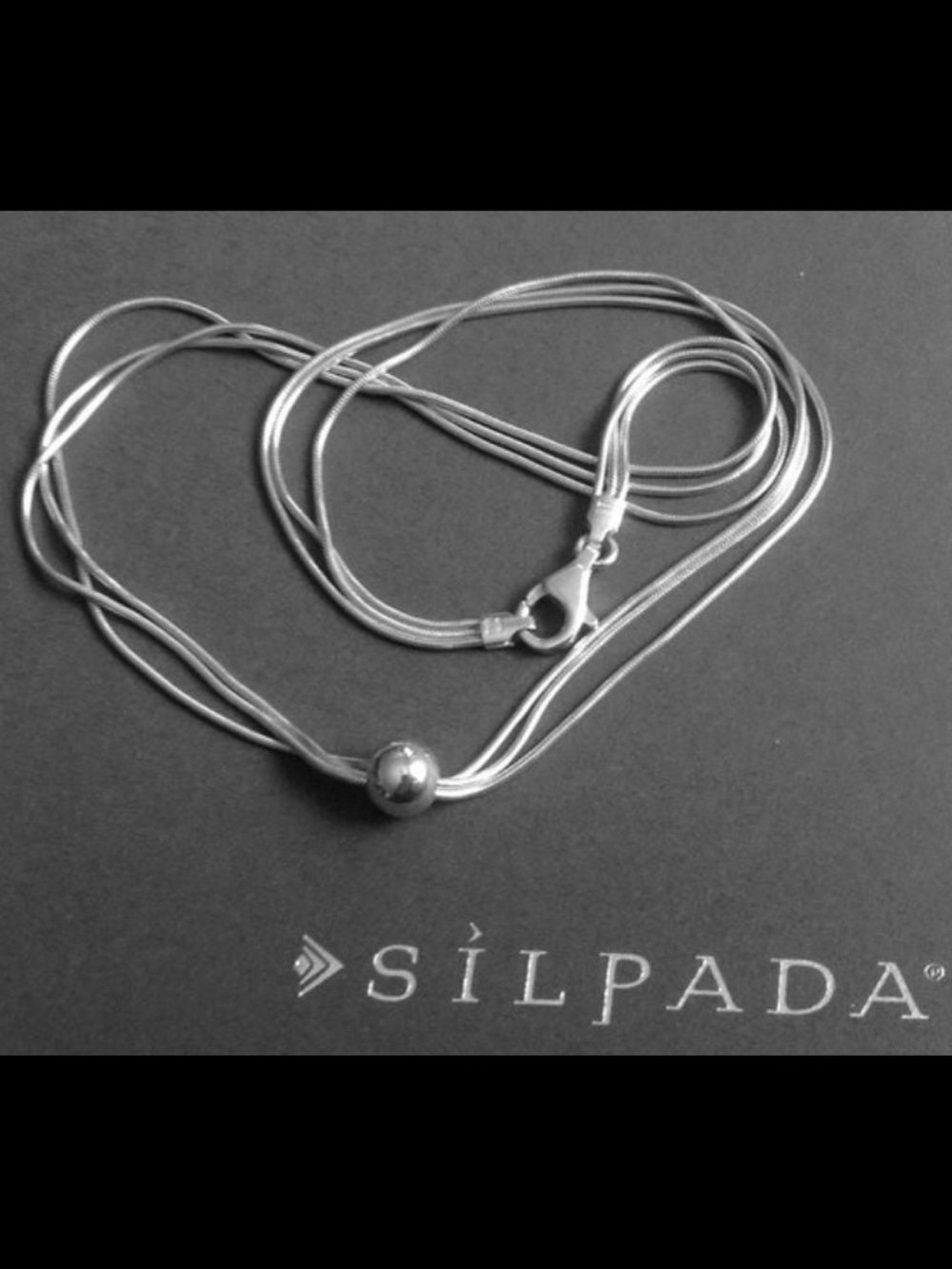 Silpada Sterling Silver Triple Chain Necklace with Sliding Sterling Silver Ball